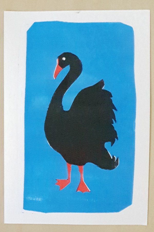 Black Swan collagraph print